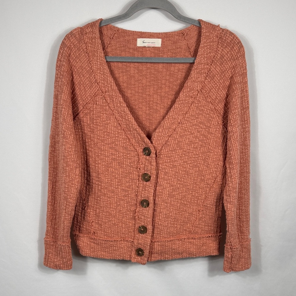 Two by Vince Camuto Peach Button-Up Cardigan oversized Women’s Size S.‎ - Picture 2 of 6